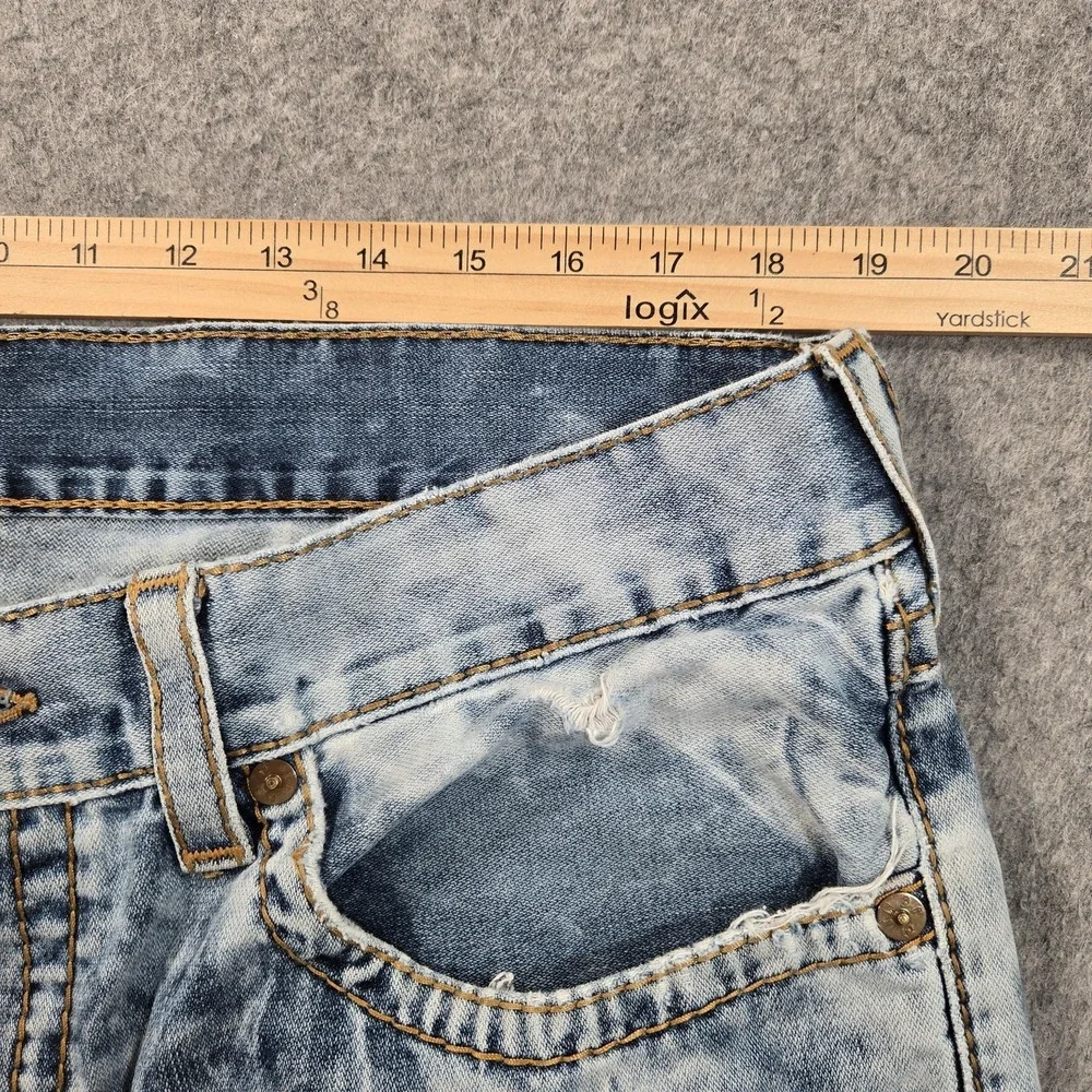True Religion Jeans Mens 38x33 (tag 40) Blue Acid Wash Straight Denim Distressed